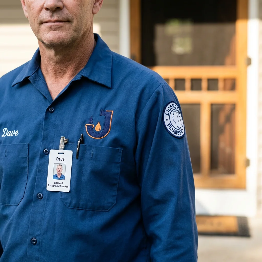 Licensed plumber showing ID badge in Mount Olivet, KY