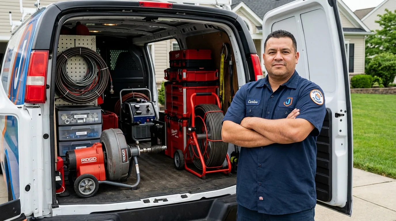 Professional drain cleaning equipment and Johns Plumbing LLC plumber in Mount Olivet