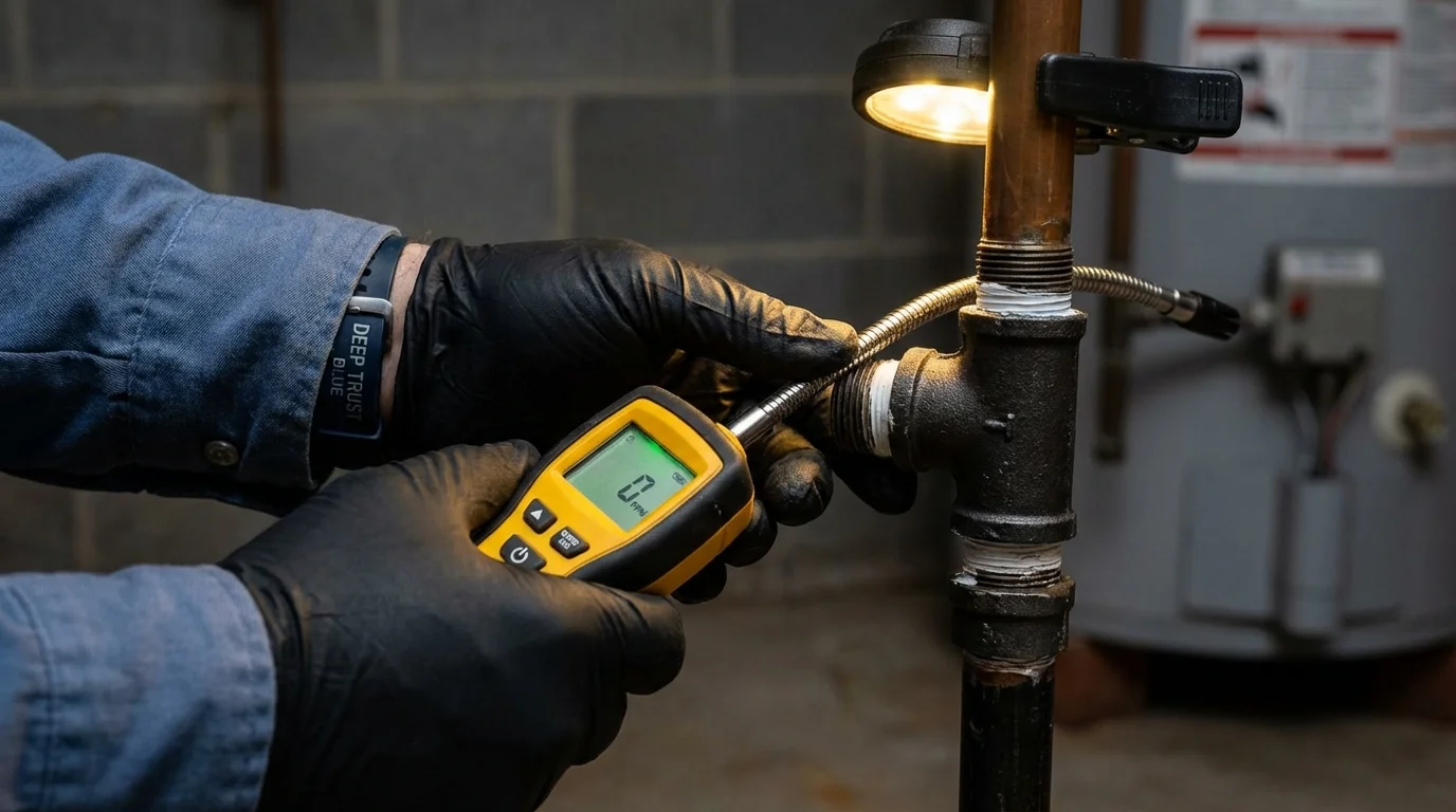 Gas leak detection with electronic sniffer by Johns Plumbing LLC in Mount Olivet