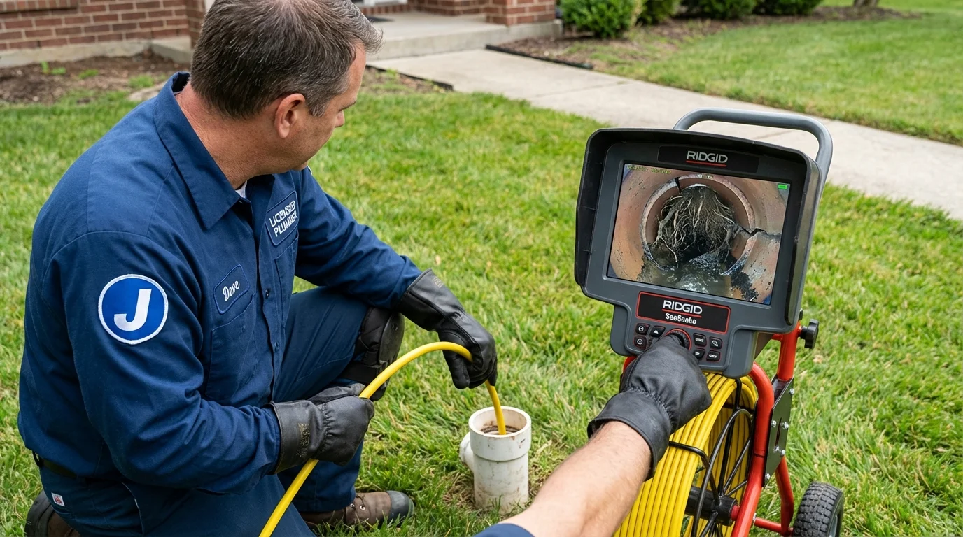 Sewer camera inspection being performed by Johns Plumbing LLC in Mount Olivet