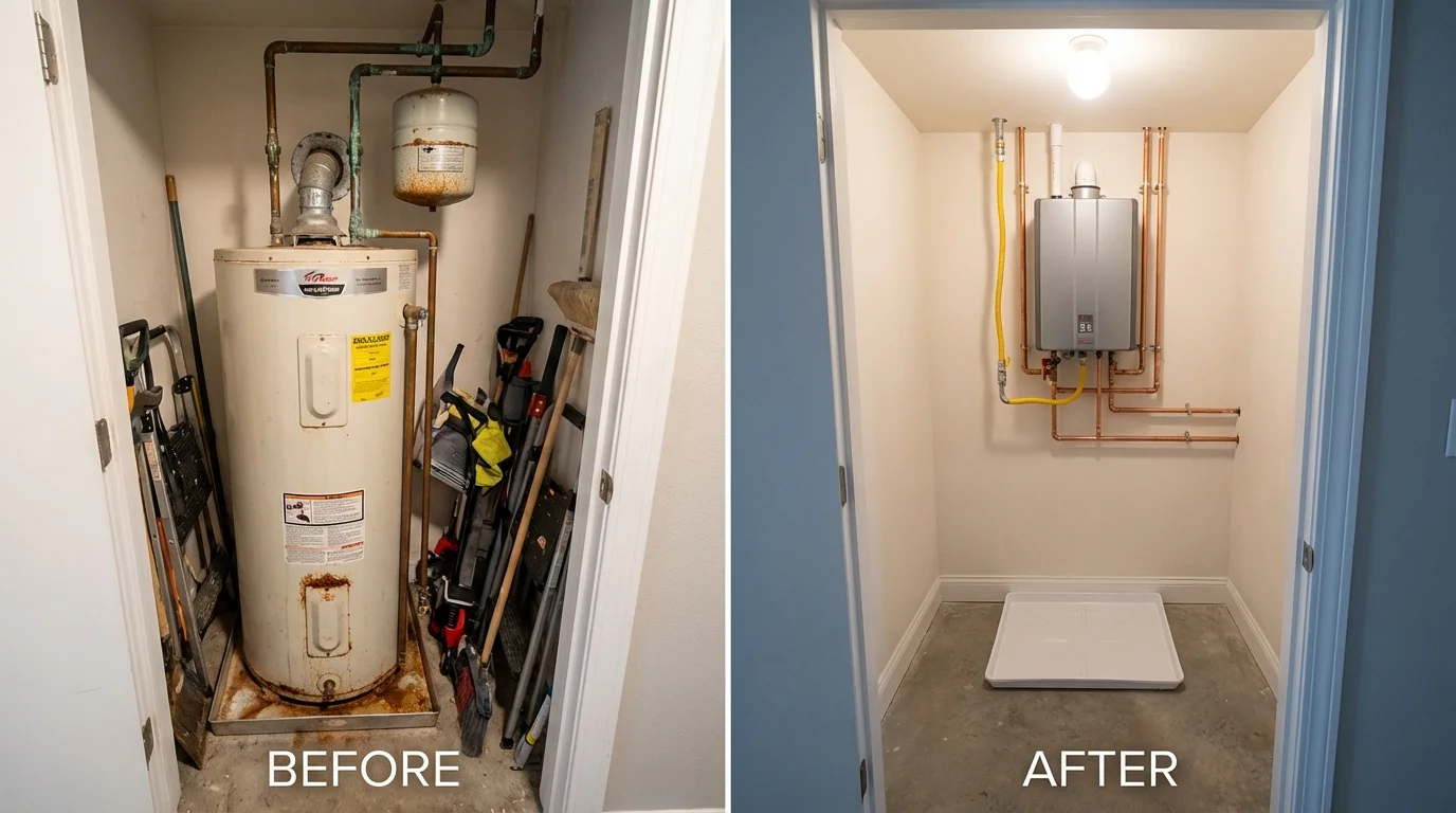 Tank water heater versus wall-mounted tankless unit comparison for Mount Olivet, KY homeowners