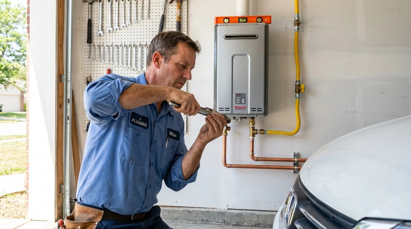 Tankless water heater installation by a Johns Plumbing LLC plumber in Mount Olivet